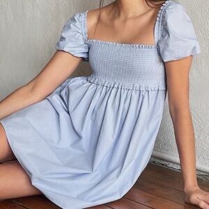 aritzia sunday best hadley blue and white striped dress